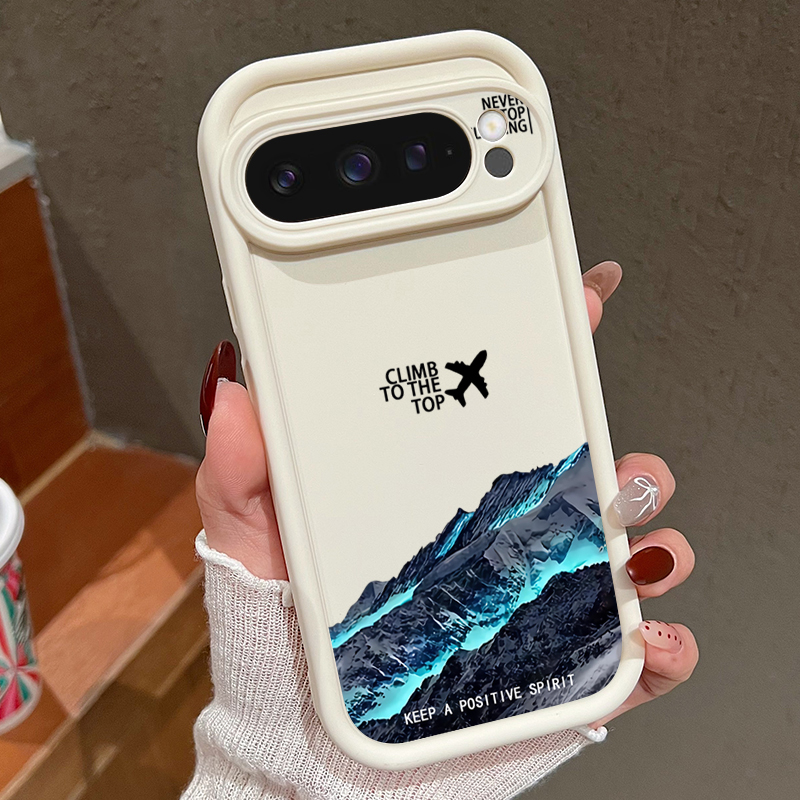 Google Pixel 9 - Airplane Snow Mountain Pattern Phone Case